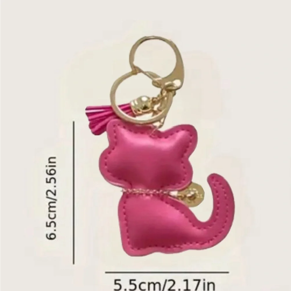 Vibrant Pink Cat Keychain, NEW